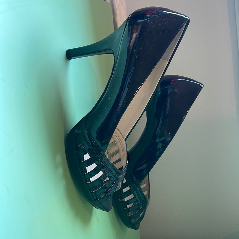 Black Patent Leather Platform Pumps by Nine West